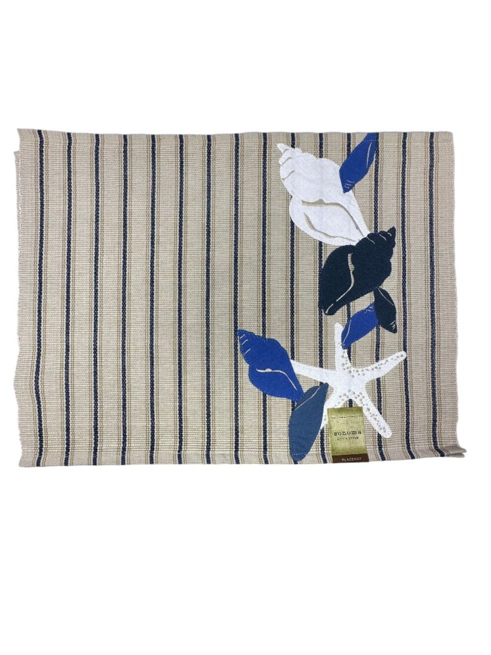 Sonoma Life Style Placemats Nautical Seashell Starfish Applique 19x14 in